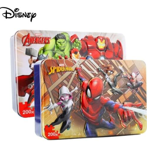 Disney Spider-Man Avengers Plane Puzzle 200 Piece Iron Box Wooden Jigsaw Toys Zhiyi Development Hands-on Puzzle