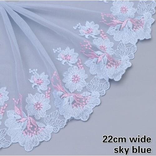 Hot Sale White Mesh Embroidery Tulle Lace DIY Doll Dress Skirt Sewing Clothing Fabric Home Textile Curtain Trim Hem Decoration