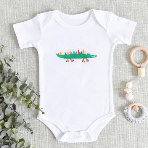 Active Newborn Cartoon Bodysuit Fashion High Quality Baby Girls Boys Clothes Crocodile Print Kawaii Romper Toddler Harajuku