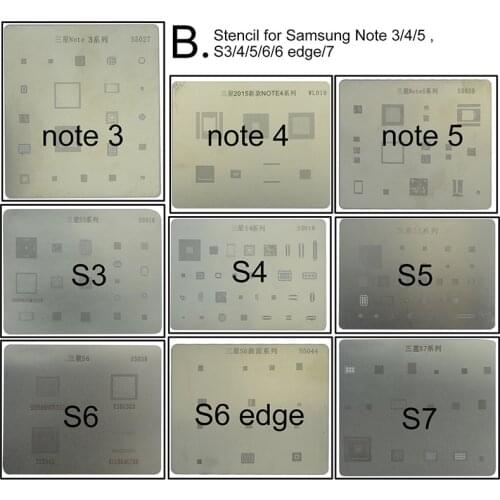 Motherboard IC Chip BGA Reballing Stencil Kits Set Solder template for Samsung S5 S6 S7 S8 Edge Note 4 5