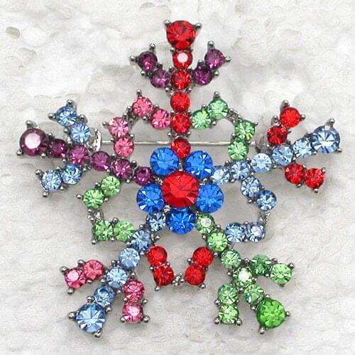 Colorful Rhinestone Snowflakes brooch Christmas gift Pin brooches C543 E