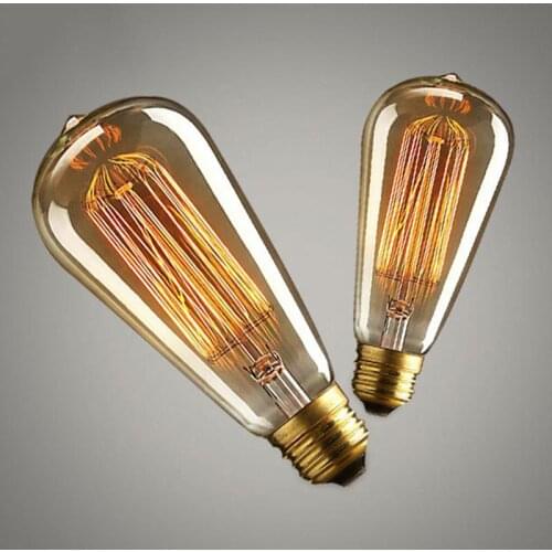 40W E27 220-240V Edison Light Bulb, Retro Yellow Light W-filament Bulb Coffee House Decor Industrial Style Lamp