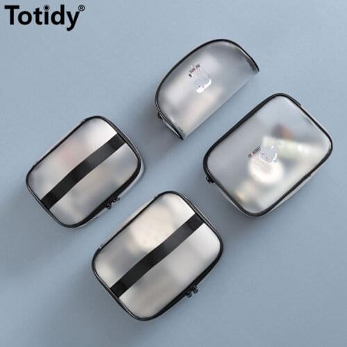 Matte Women Transparent Waterproof Cosmetic Bag PVC Travel Makeup Beauty Wash Organizer Toiletry Storage Kit Zipper Make Up Case