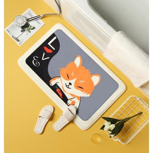 Cartoon Fast Dry Bath Rug Kawaii Bathroom Mats Soft Touch Absorbent Flannel Fleece Carpet For Shower Room Kitchen 40X60 CM