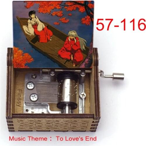 Music theme to loves end anime inuyasha KAGOME Kikyo Sesshoumaru Print wooden Music Box kids boys girls Gift Caixa De Musica