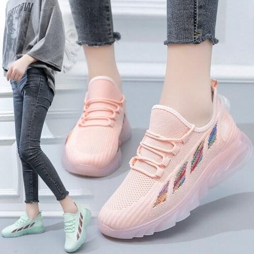 2021 New Fashion Low Heels Breathable Mesh Flat Lightweight Womens Sports Shoes Non-slip Running Footwear Zapatillas Mujer