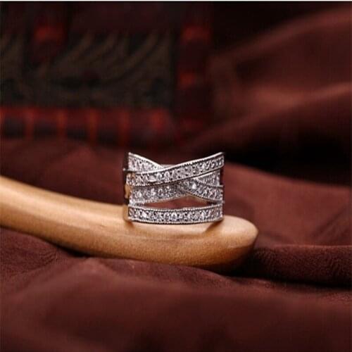 New Elegant Design FashionWedding Ring For Women Romantic l Geometric Silver Color Rings Jewelry Luxury Design Size 6 7 8 9 10