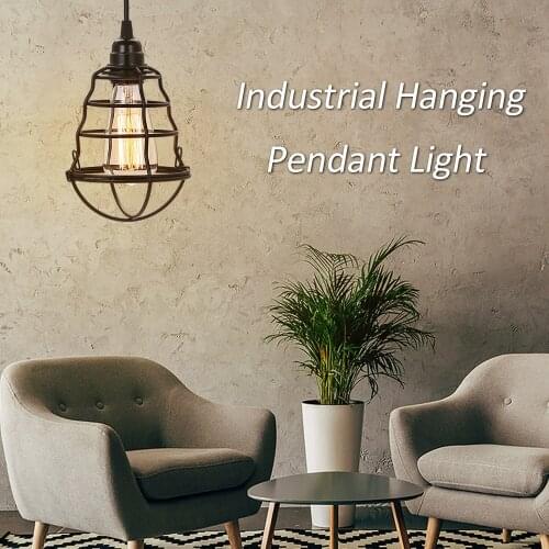 Industrial Mini Pendant Light Vintage Hanging Cage Ceiling Lights Adjustable Pendant Lamp for Kitchen Dining Room Bars (no bulb)