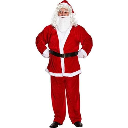 Christmas Mens and women Santa Claus Costume Princess Dresses beard Boys Clothes Set with Hat Child Red Kid Clothing Outfits