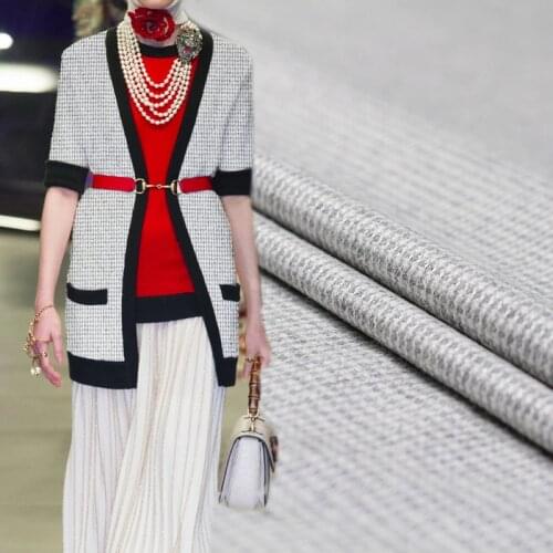 140cm breadth gray and white yarns silver thread knitted high-end Autumn coat DIY clothes fabrics Freeshipping