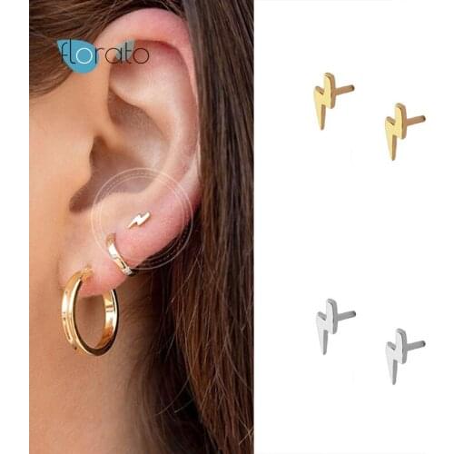 Lightning Earrings 925 Silver Ear Needle Stud Earrings for Women Prevent Allergy Silver 925 Minimalist Jewelry Earrings for Girl