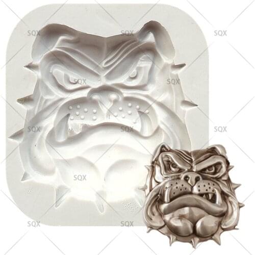 Bully Dog Head Silicone Soap Mold Animal Candle Moldes Fondant Cake Decoration Baking Sugarcraft Pastry Mould Bakeware15207
