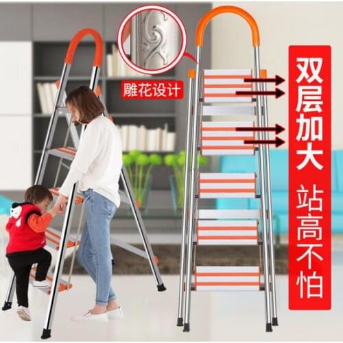Stainless Steel Household Folding Ladder Aluminum Alloy Thickened Miter Ladder Indoor Portable Multi-functional Enginee