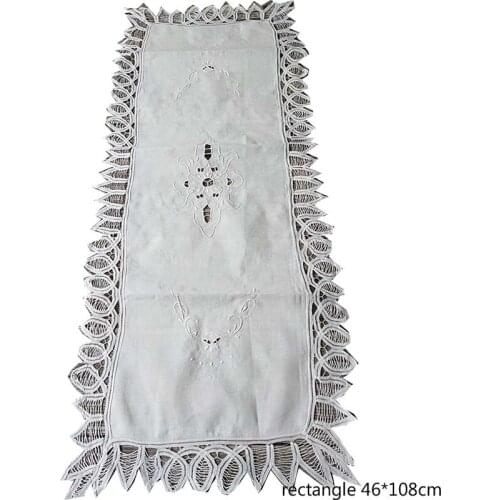 Modern Lace cotton white Embroidery bed Table Runner cover cloth tea dining tablecloth placemat Christmas party Wedding decor