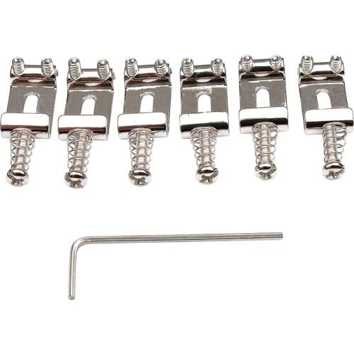 Musiclily Pro 11.3mm Steel Vintage Style Guitar Tremolo Bridge Saddles for Strat Stratocaster Electric Guitar, Nickel (Set of 6)