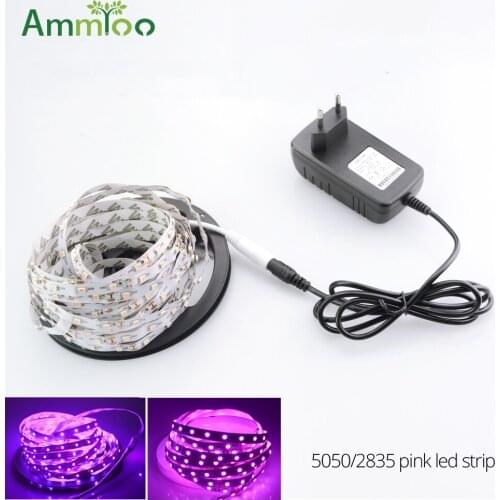 AmmToo Pink Led Strip SMD 2835/5050 300Leds 5M Fita De Led Light Strip DC 12V Indoor flexible Tape Energy Saving Lighting Decor