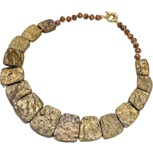 GG Jewelry 19'' Titanium Quartz Gold Color Crystal Druzy Graduated Necklace