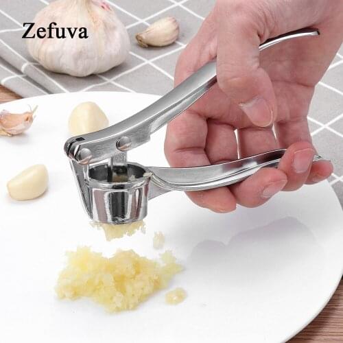 Zefuva Stainless Steel Garlic Press Vegetables Ginger Crusher Squeezer Masher Home Kitchen Mincer Tools
