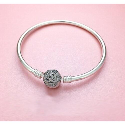 Bewill Real 925 Sterling Silver Rose Button Head Beauty And Beast Bracelet Fit European Charm Bracelets Women Jewelry