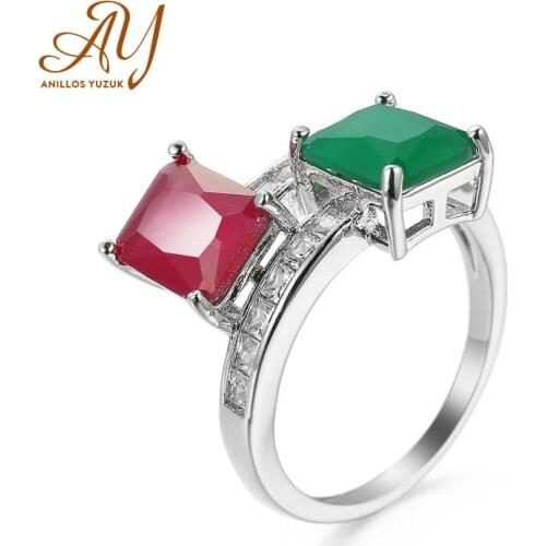 Anillos Yuzuk High Quatiy Red Crystal Fashion Wedding Anniversary 925 Sterling Silver Unique Design Ring For Women Dropshopping