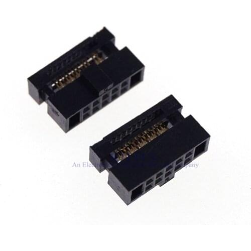 100 Pcs 0.050" 1.27mm 10 Pin dual Row IDC Connector 2x5 P 10 position Rectangular Female Socket Receptacle Ribbon Cable