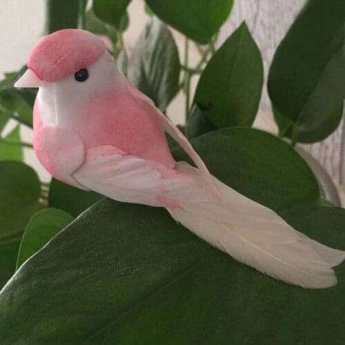 12PCS,10*4*4.5CM Decorative Mini Pink Bird Artificial Foam Feather Love Birds With Clip For christmas decoration,Wedding,Home