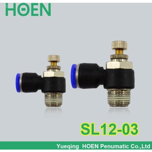 20Pcs 12mm Push In to Connect Fitting 3/8" Thread Pneumatic Speed Controller SL12-03