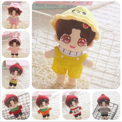 20cm Replaceable clothes Doll hat Sweater White sweater Black pants Sean Xiao Xiao Zhan Doll Clothes Childrens Christmas gifts