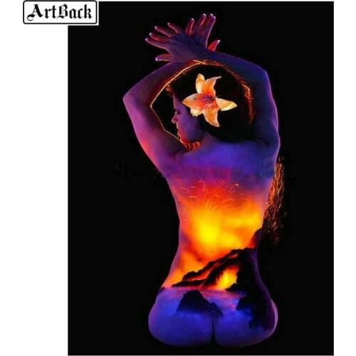 5d diamond painting woman back sunset scenery full square diamond diamond mosaic 3d full round diamond embroidery sticker