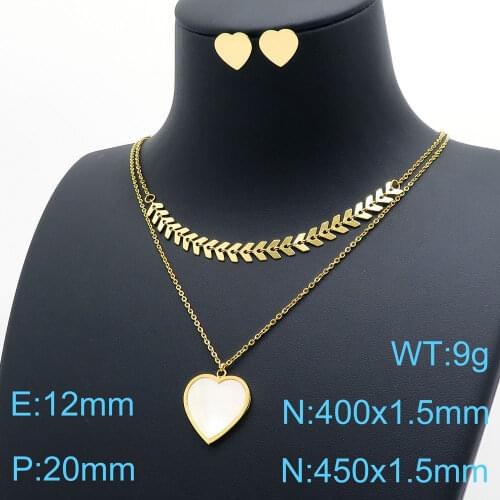 Free Shipping Fashion Stainless Steel Jewelry 2 Colors Necklace And Stud Earrings Sets For Woman SBJZFMCA