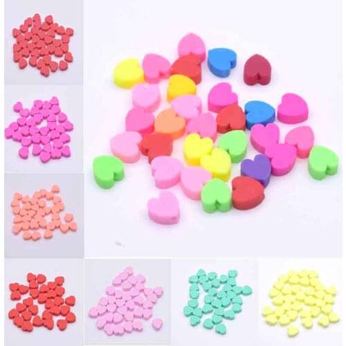 30pcs/Lot 9mm Colorful Heart Polymer Clay Tube Spacer Beads For Jewelry Making Bracelet Necklace DIY Handmade Accessories