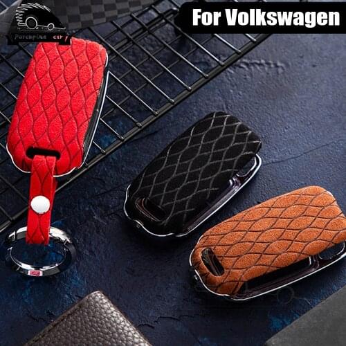 Suede leather + TPU Car Key Case For Volkswagen For VW Passat Golf Jetta Bora Polo Sagitar Tiguan New Auto Key Cover keyless