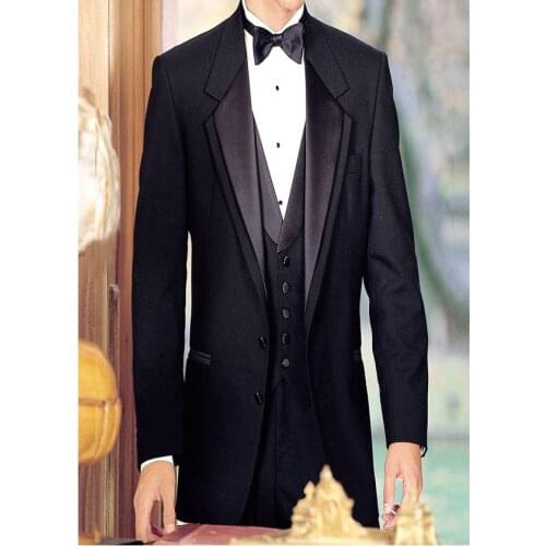 Black Groom Tuxedos for Wedding Smoking Man Suit 3 Piece Mens Suits 2020 Set Jacket Pants Vest Male Costumes