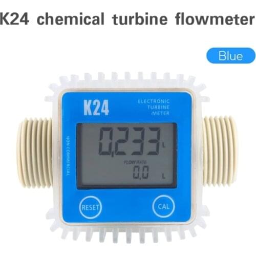K24 Turbine Digital Diesel Fuel Flow Meter Gauge For Chemicals Liquid Water Flowmeter