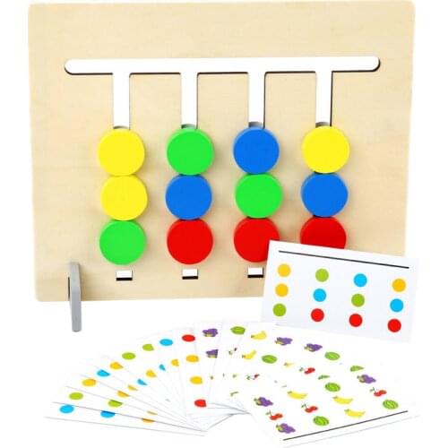 Children Montessori Logic Game Color Fruit Cognitive Toys Double-sided Dual-use Wooden Puzzle Early Learning Cognitive Kids Toys