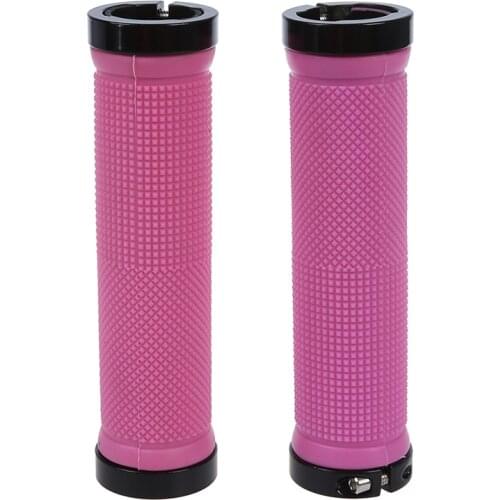 Double Road Mountain MTB BMx Bike Cycle Bicycle Lock on Locking Handlebar Grips - Pink
