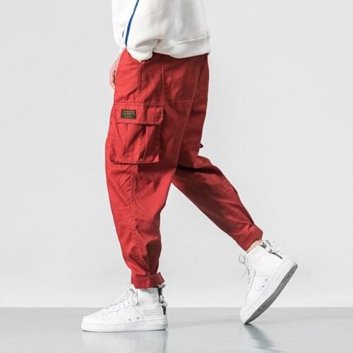 Fashion Multi Pockets Joggers Male Cargo Pants Men Loose Elastic Waist Adjustable Legs Opening Stylish Hip Hop Trousers M-5XL