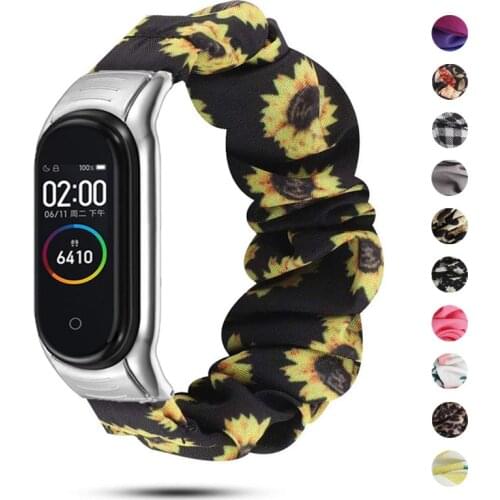 Scrunchie Elastic strap for Xiaomi Mi band 5 4 3 Bracelet Mi band 4 corea replaceable Wristband Breathable for Xiaomi 5 Miband 4