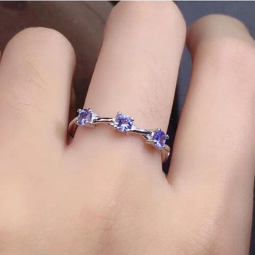 Elegant Anniversary Gift High Pure 100% Real And Natural Tanzanite Rings 925 Sterling Silver Fine Jewelry