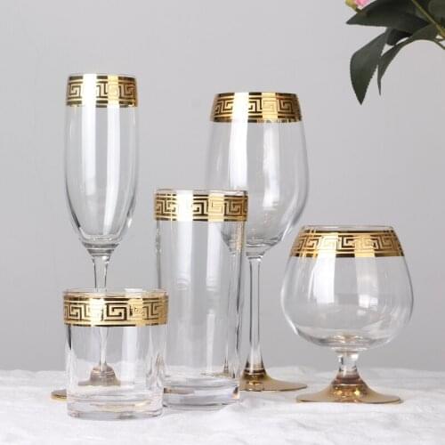 European style Glass goblet Red wine Juice Drink Champagne Goblet Party Barware Dinner Water Cup Home Decoration