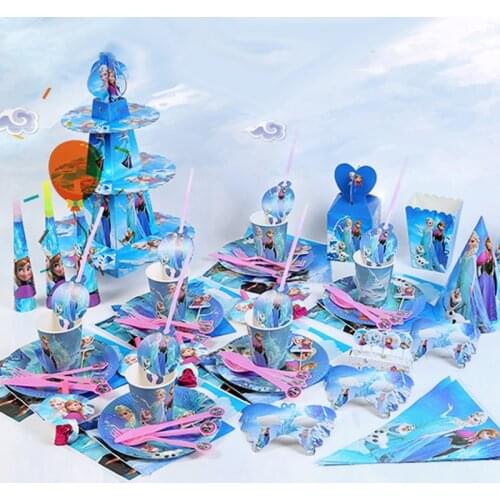 Frozen Princess Anna Elsa Birthday Party Decoration Kids Disposable Tableware Baby Shower Event Party Supplies Favor
