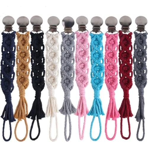 Colorful Baby Pacifier Clip Knitted Crochet Cotton Pacifier Chain Dummy Nipple Holder Kids Pacifier Clips Teether Anti-drop Rope