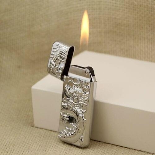 Dragon Shape Cool Metal Grinding Wheel Lighter Classic Fashion Mens Ultra-thin Lighters Portable Fire Starter Smoking Gadget