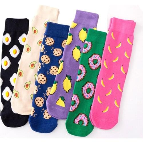 Candy Colorful Omelette Avocado Lemon Socks Doughnut Banana Cartoon Women Socks Funny Casual Men Socks Happy Cotton Fruit Socks