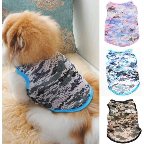 Summer Vest Pet Cool Cute Breathable Puppy Chihuahua Dog Comfortable Clothes Mesh Camouflage Printed Vest
