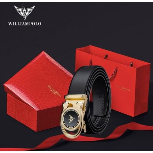 WILLIAMPOLO Blet For Men 2020 Luxury Brand Mens Leather Belt Dress Automatic Bucket Designer Belt With Gift Box PL20682-83P
