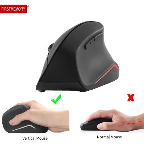 PC Gamer Mouse Rechargeable Vertical Ergonomic Mause USB Optical Wireless Mouse Office Wrist Healthy Mice 1600DPI For Notebook
