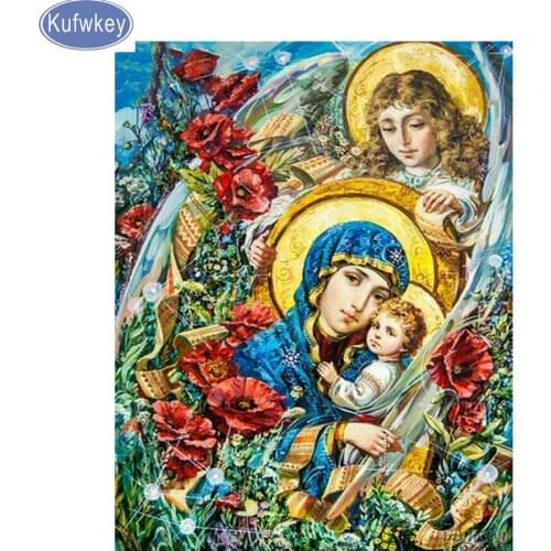5d Diy,Diamond painting Cross stitch Kit,religious 3D Diamond mosaic Needlework,square full Diamond Embroidery virgin Mary
