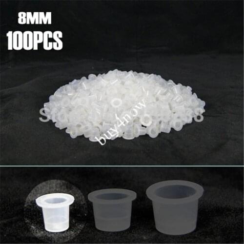 100X8MM Small Size Premium TATTOO INK Cups plastic Caps Permanent Makeup -Gun Kit Needle Free Shipping Tattoo Supplies