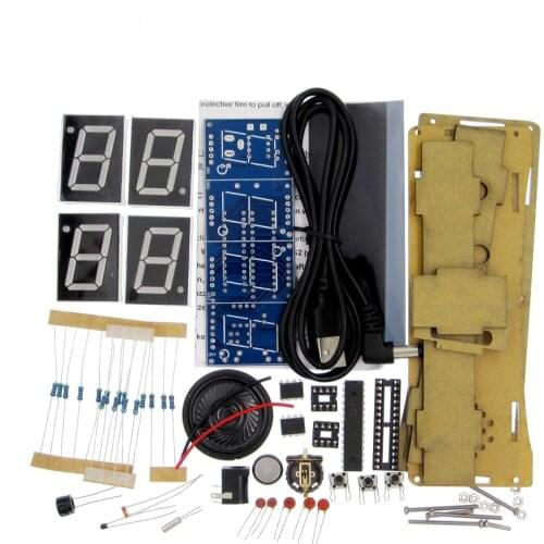 DIY Kits Speech Version of Digital Electronic Clock 51 Single-chip Electronic Clock DIY LED Suite YD-030(no battery)